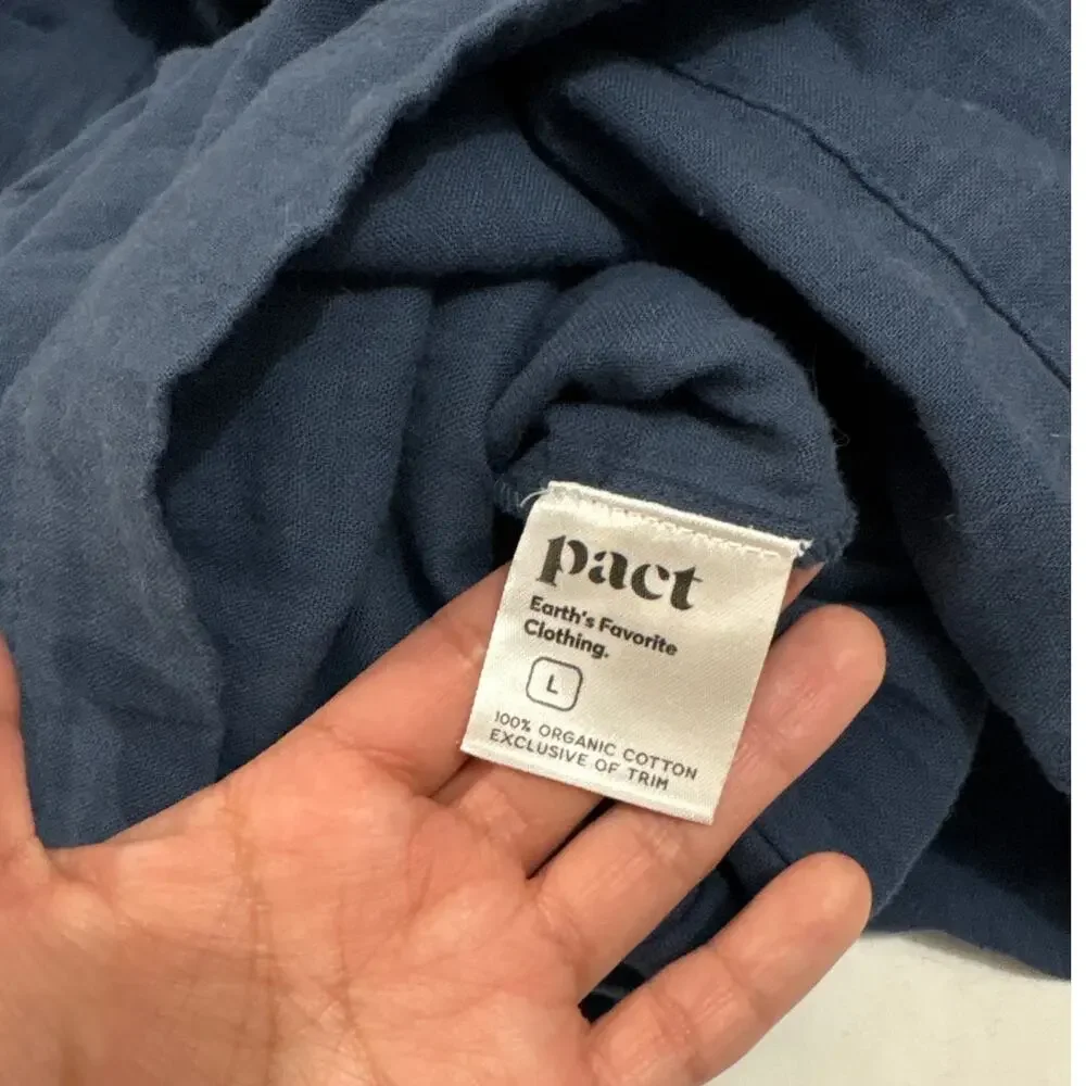 Pact Women’s Large Blue Coastal Beach Halter Jumpsuit Cotton Beachy Nautical - Picture 9 of 13